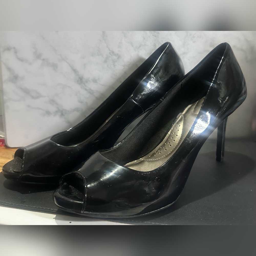 Elegant Black Peep-Toe Heels
